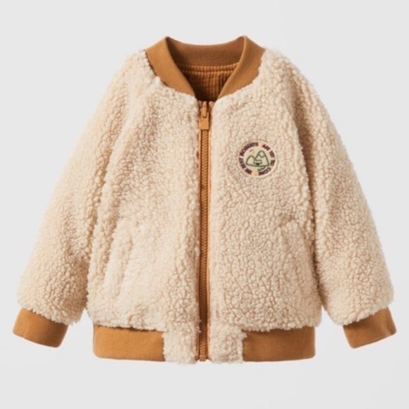 ZARA REVERSIBLE FLEECE BOMBER - Picture 2 of 6